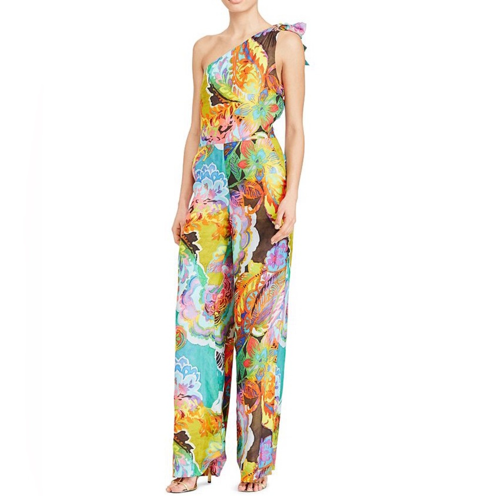 Lauren Ralph Lauren One Shoulder Floral Print Jumpsuit